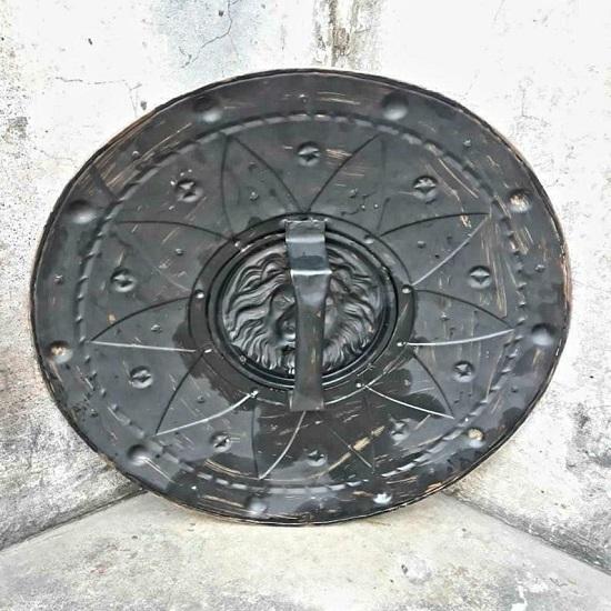 Medieval Knight Metallic  24" Lion Face Round Shield Cosplay/Halloween Costume