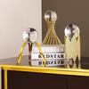 Clear Crystal Ball with Gold Art Deco Stand | Light Luxury Crystal Sphere for Photography, Ornaments, Bookcase Decor, Wedding, and Party