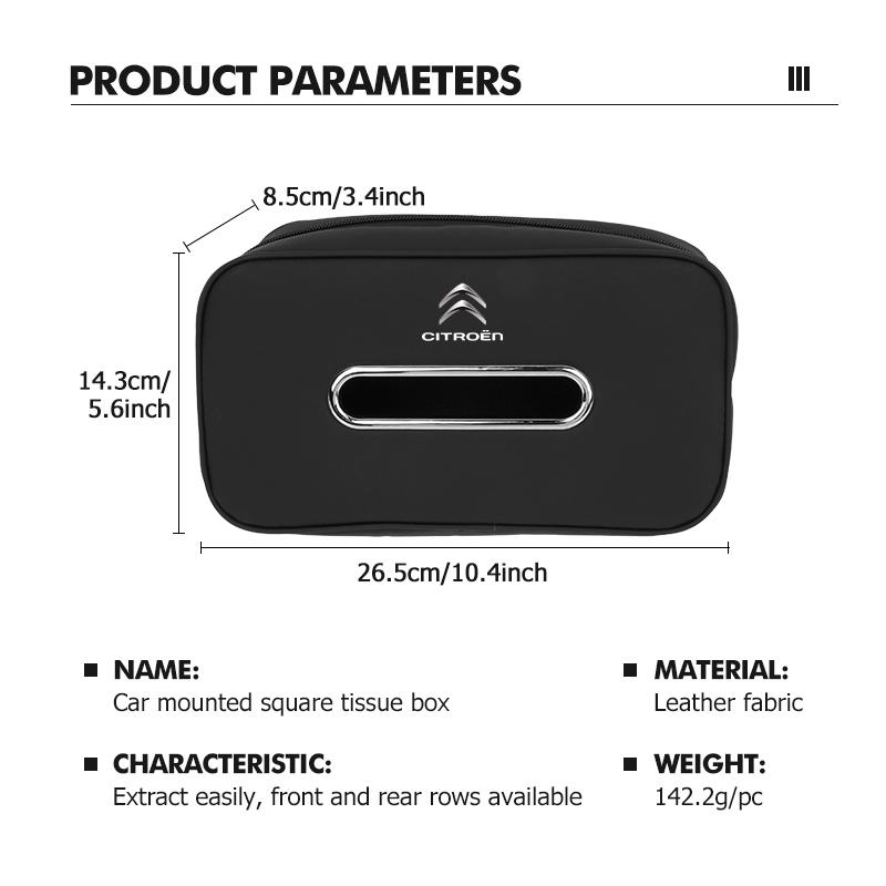 Leather Car Logo Tissue Box Seat Hanging Paper Towel Storage Bag For Citroen C4 C3 C5 C1 C2 C6 C4L DS3 DS4 Berlingo Picasso