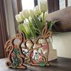 3Pcs Easter Bunny Decor, Rabbit Ornament ,Decorative Tabletop Decoration, Wooden Sign Desktop Plaque