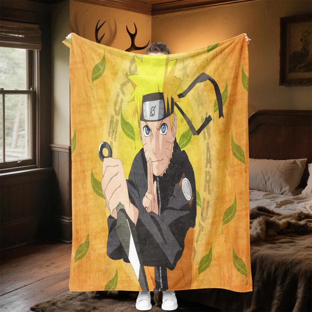 Japanese anime cartoon NARUTO famous Uzumaki Naruto blanket soft home furnishing nap decoration four seasons warm Sherpa blanket B6
