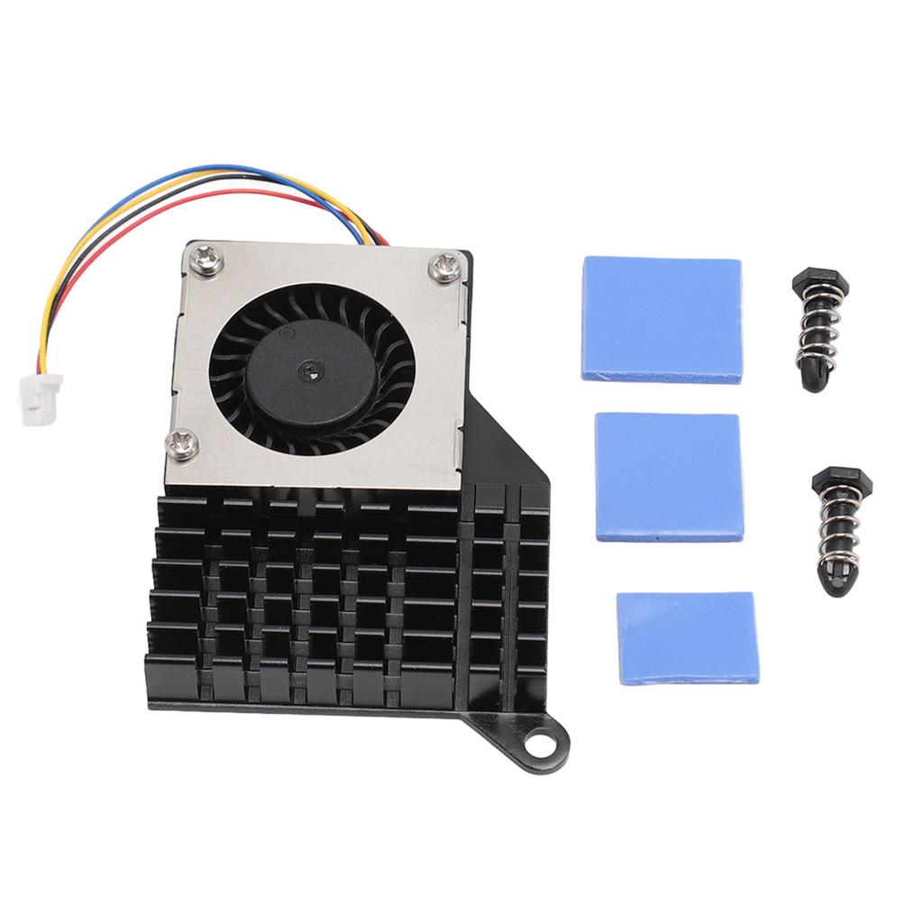 Для RasPi 5 Активный кулер 4-контактный разъем Стабильная работа Алюминиевый сплав Активный охлаждающий вентилятор Черный