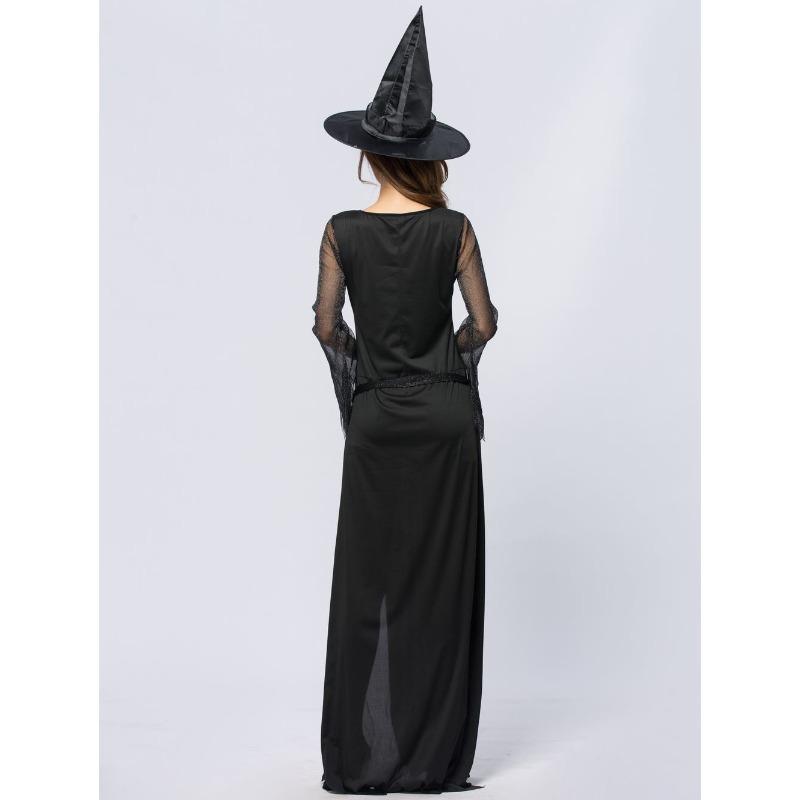 L New Halloween Black High Split Sexy Witch Dress Evil Witch Costume Stage Costume