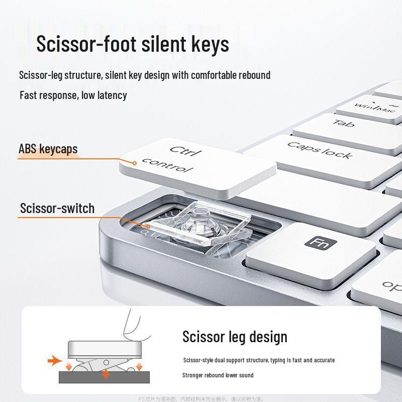 Бесшумная Легкая Беспроводная Bluetooth-клавиатура с Тачпадом для Планшетов и Ноутбуков