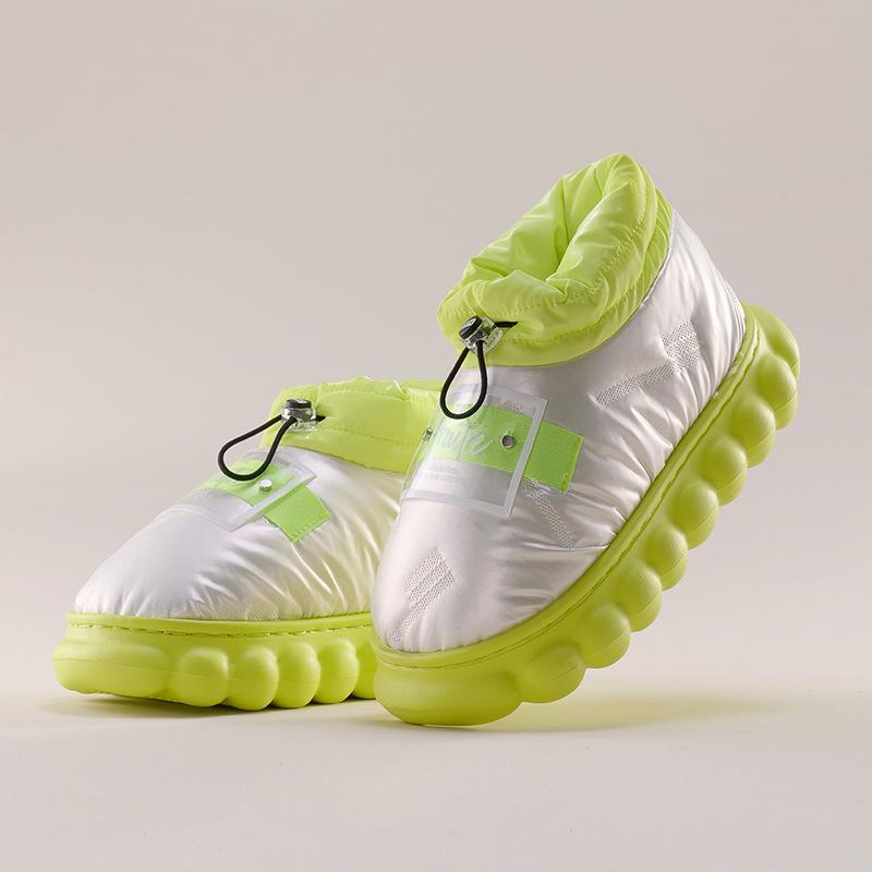 Mo Dou Водонепроницаемые хлопковые туфли на каблуке-вамп для женщин и мужчин Мягкие домашние ботинки Модельерские уличные зимние ботинки унисекс