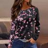 Women's T-shirt 3D Petals Falling Print Fashion Long Sleeve Round Neck Regular Top Holiday Weekend Spring and Autumn Clothing