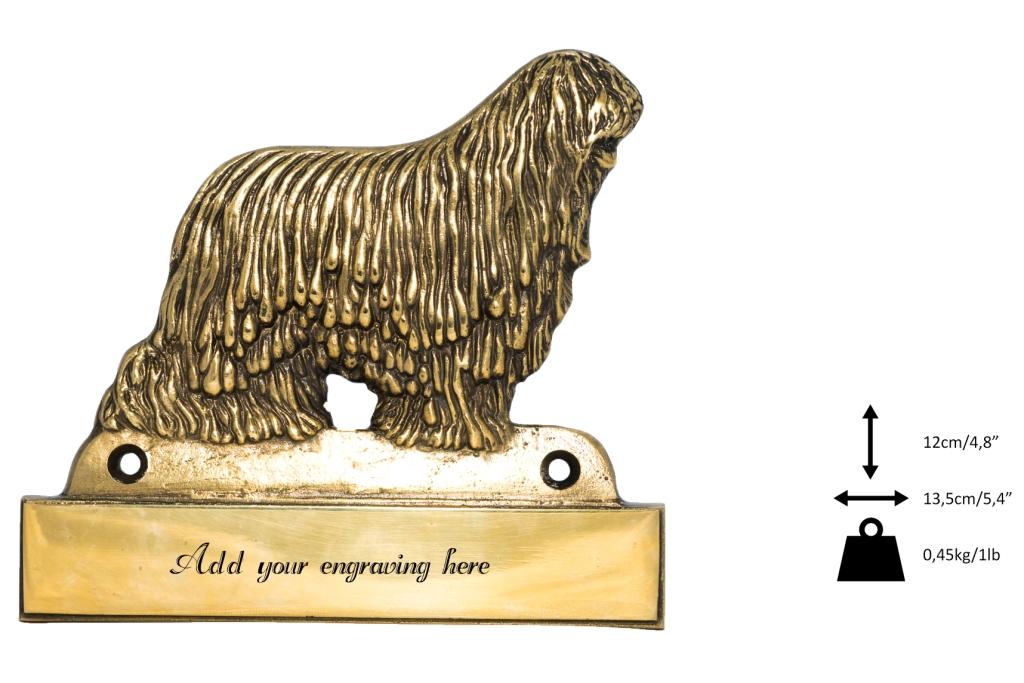 Komondor, Hungarian sheepdog, Mop Dog - address plaque with a dog, brass nameplate, personalized door sign with the brand name Art-Dog