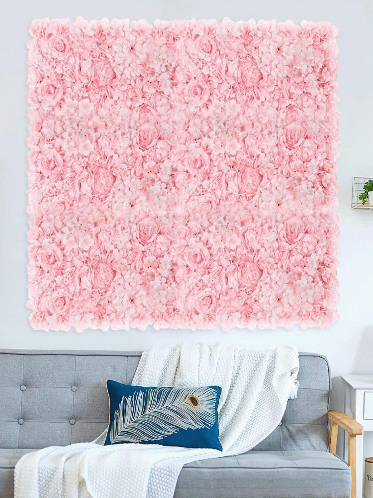 40*60 см Цветочный настенный коврик Искусственные цветочные настенные панели Шелковые розовые гортензиевые цветочные панели для фона Свадебная вечеринка настенное украшение