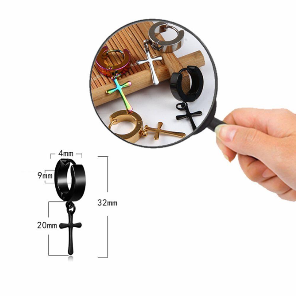 1Pc Punk Gothic Piercing Stainless Steel Cross Stars Dangle Earrings Ear Stud Pendant