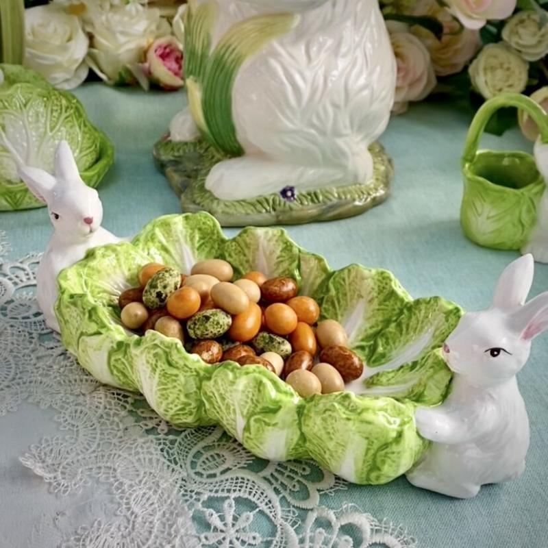 Европейская керамическая китайская капуста, кролик, фруктовая тарелка, закуска из сухофруктов, коробка для масла и крема, банка для фруктов, вилка, украшение стола
