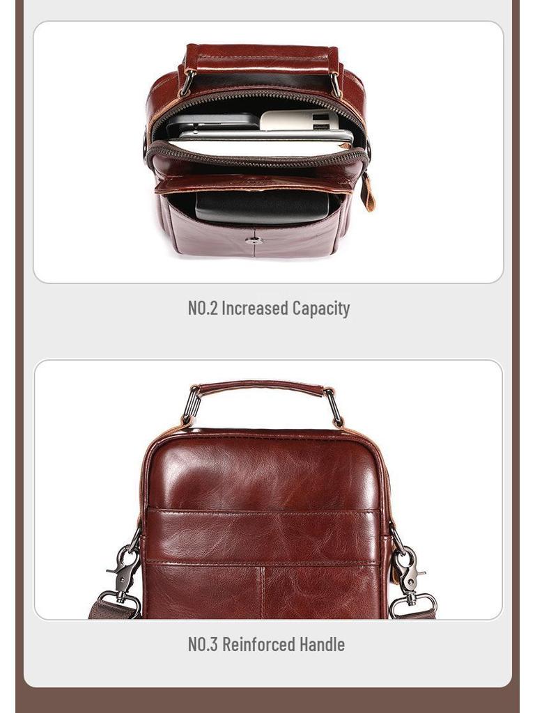 Мужская сумка кроссбоди BULLCAPTAIN из коровьей кожи - Ретро, Многофункциональная, Устойчивая к царапинам с защитой позвоночника