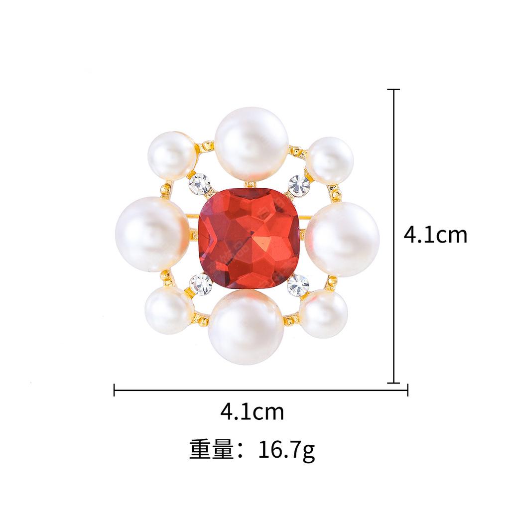 New Chinese Style National Brooch round Versatile Pin DIY Three-Dimensional Pearl Corsage Fashion Simple Jewelry