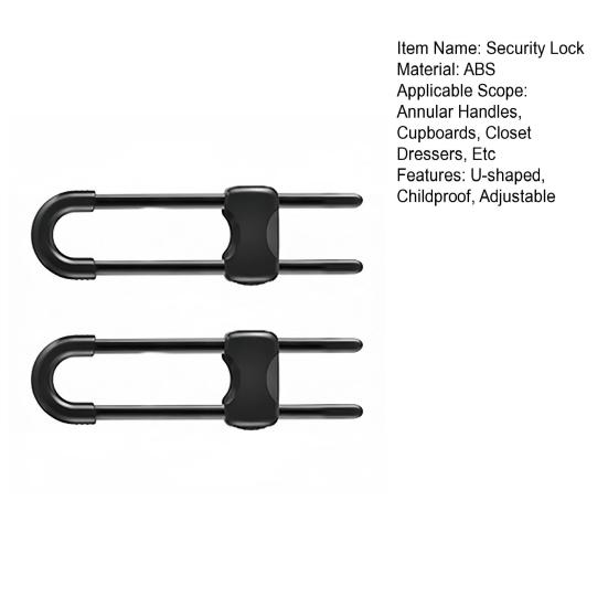 2 Pcs Sliding Cabinet Locks Baby Proofing Adjustable U-Shaped Safety Latches Easy Install Reusable Security Locks for Drawers Fridge