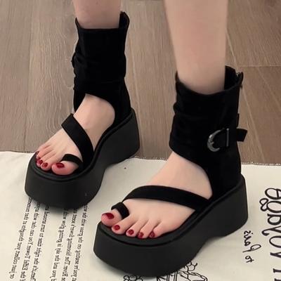 Женские ботильоны на платформе, весенне-осенние, в стиле ретро, с закрытым носком, женские повседневные слипоны, сандалии-ботильоны