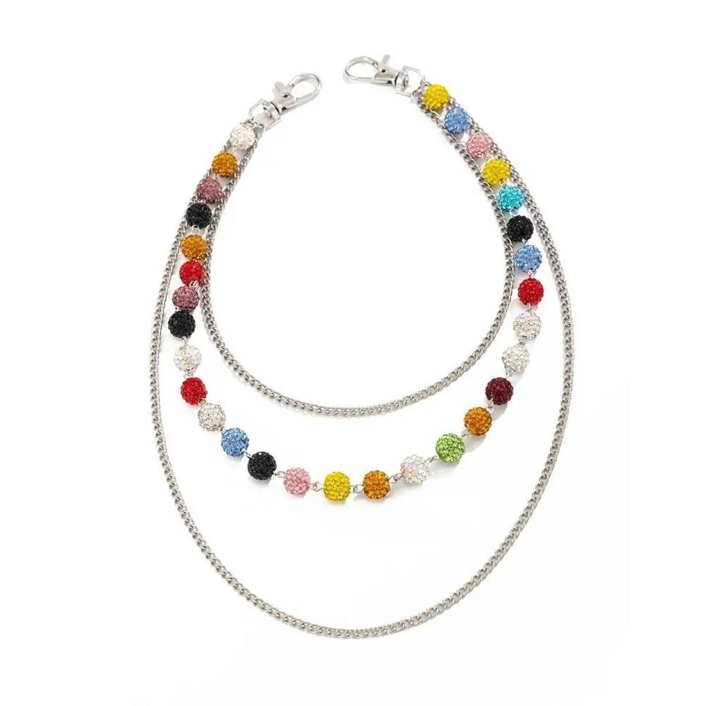 Beaded Design Bag Pants Chain Colorful Rhinestone Harajuku Waist Chain For Men Gift