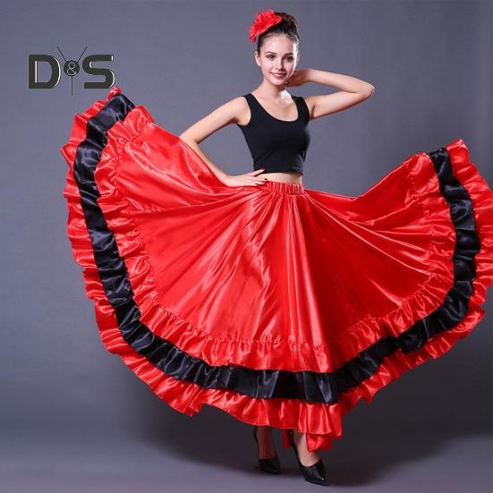 Женская макси-юбка с эластичной резинкой на талии, многослойная юбка-торт, красная, черная, 360-градусная негабаритная юбка, одежда для выступлений на сцене