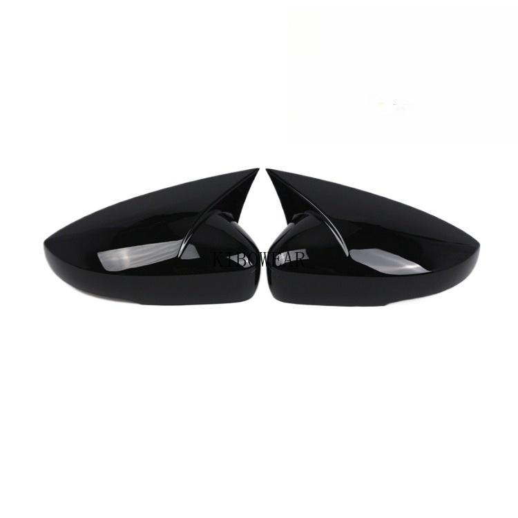 2pc Add-on Bat Style Side Mirror Cover For VW Polo 6R 6C 2009-2017 Horn shape ABT Glossy black sticker