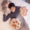 40cm Bear Cat Paw Pillow with Two Holes Flannel Blanket Colorful Stuffed Fluffy Animal Handwarmer Pillow for Winter Warm