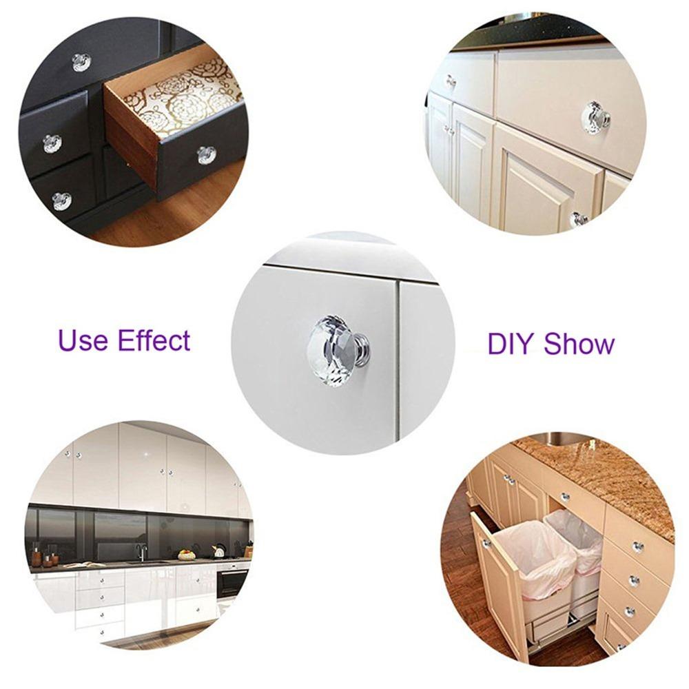 2pcs Transparent Cabinet Knobs Round Drawer Knobs Durable Crystal Cabinet Knobs Kitchen