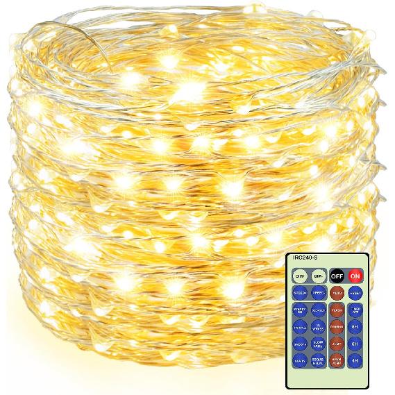 Decute 500LED 164FT Christmas Tree String Lights Green Wire Dimmable with Remote Control, UL Listed Plug in Fairy Starry Lights Decorative for