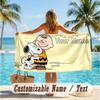 Custom Text Beach Towel, Soft Absorbent Swimming Multi-use TowelSnoopy Peanuts