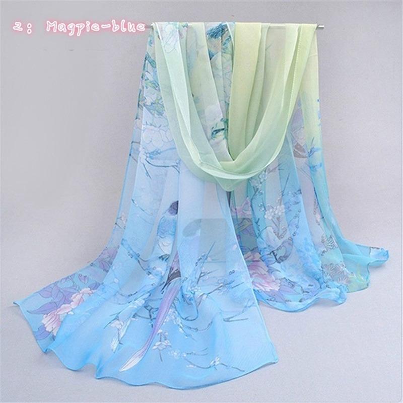 160*50cm Chiffon Fashion Scarf - Striped Floral Print Shawl For Sun Protection And Holiday Gifts