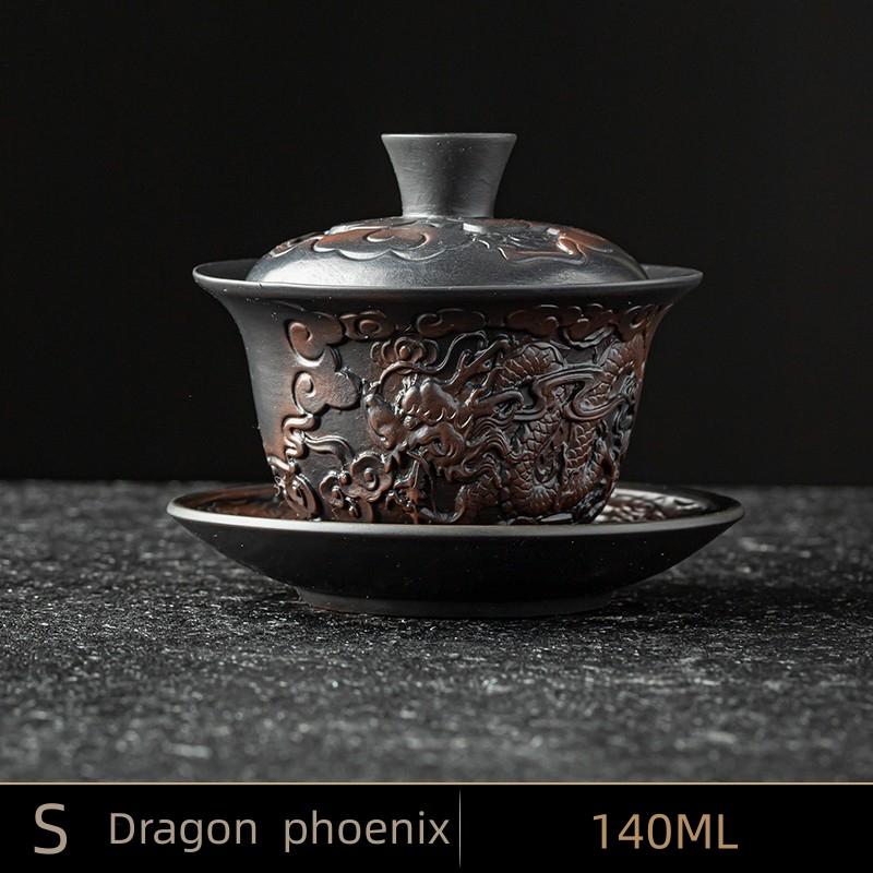 Высококачественный китайский чайный сервиз из фиолетовой керамики, гайвань, чайные чашки, крышка, миска, традиционная ручная заварка чая, чайная чашка, чайная чаша