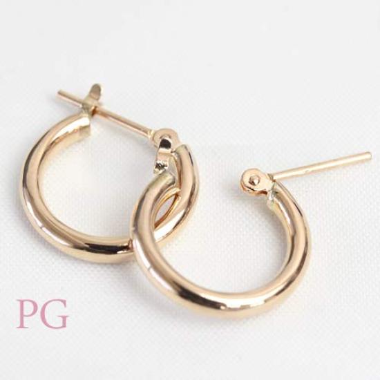 K18 Hoop Earrings X 13mm Gold Earrings Hoop Earrings K18 Pink Gold [Jewelry Excelente] 2.0mm