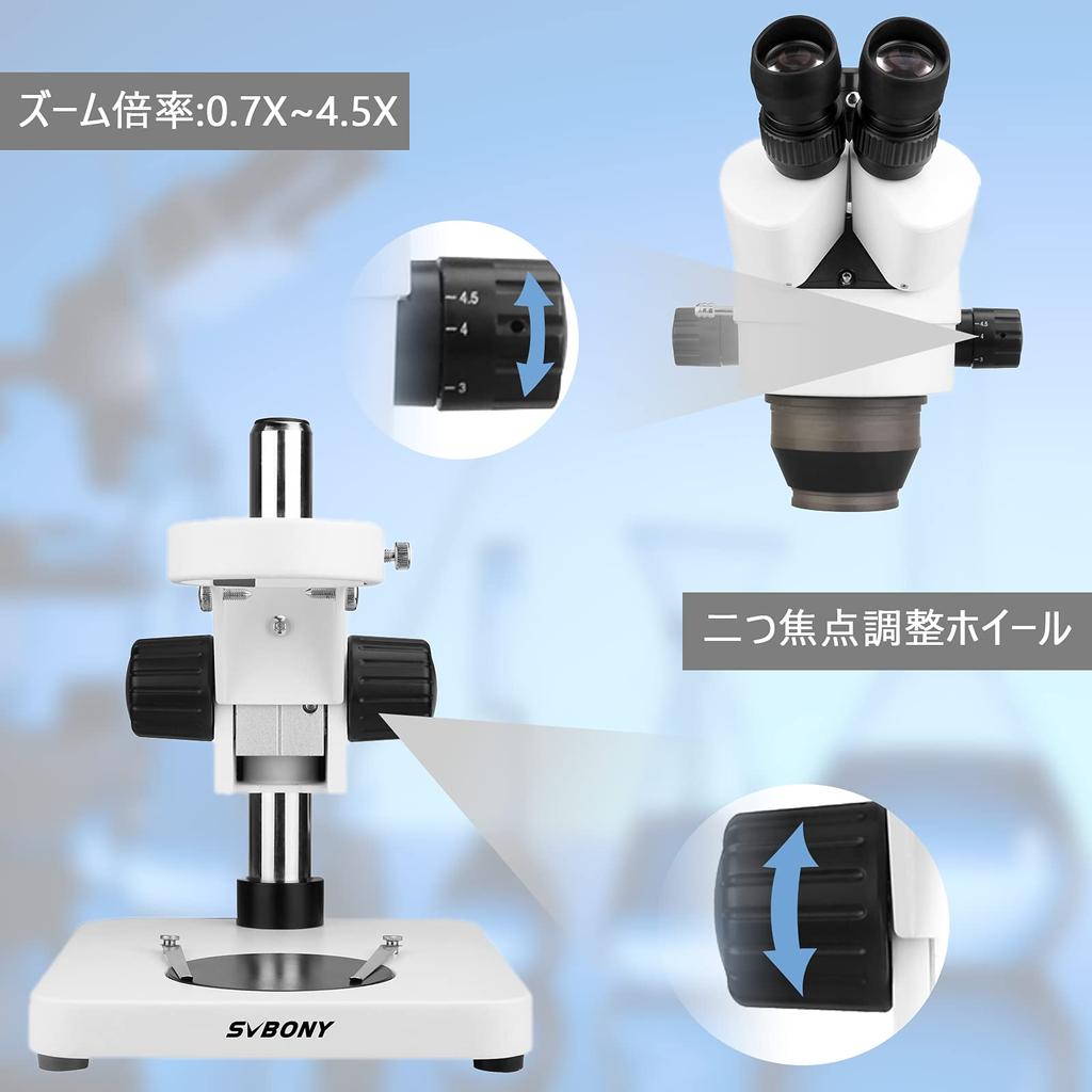 SVBONY SM402 стерео тринокулярный зум для большого вращающегося рабочего расстояния со светодиодным кольцом экспериментальное использование микроскоп, тип, осмотр, 7x-45x