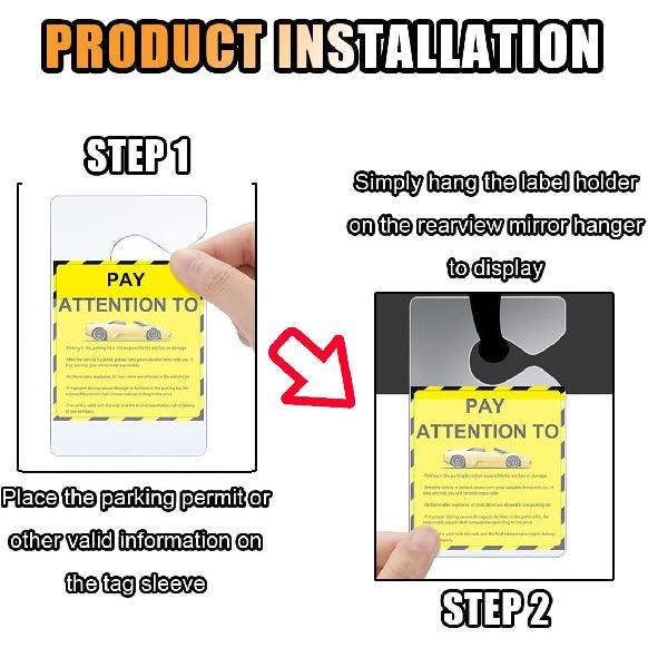 GLSOWEE Clear Parking Permit Holder, Car Rear View Mirror Document Hanger, Vertical Parking Lot Pass Car Parking Card Holder for Passes/Permits/Small