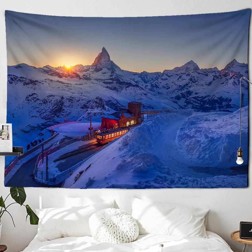 Рождественский камин и снежный настенный гобелен с Рождеством для дома, деко, рождественский подарок, гобелены с принтом