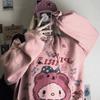 Kawaii Harajuku толстовка для женщин корейский свитшот с принтом аниме винтажная розовая толстовка большого размера милая одежда топы для девочек