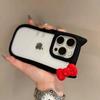 Совместимо с чехлом для телефона Apple 16 Pro Max, инста-чехол с ушками кошки и красным бантом для iPhone 14, полный чехол 15 для женщин