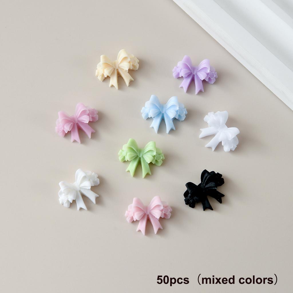 20/50Pcs Mixed Resin Double Layer Bowknot Nail Art Charms 3D Colorful Bow Nail Art Decorations Diy Manicure Parts Salon Supply