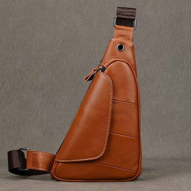 Повседневная Модная Мужская Сумка на Плечо Сумка-Рюкзак Crossbody из Натуральной Кожи Сумка Мужская Наплечная Сумка для Улицы Ручной Работы Мужская Нагрудная Сумка