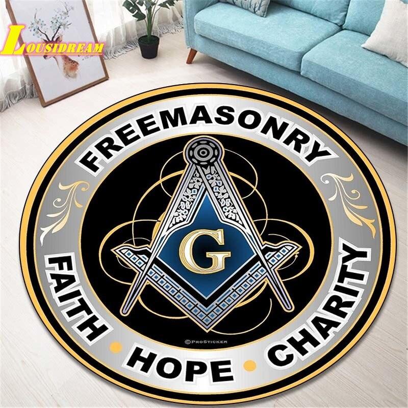 Коврики с масонским логотипом, круглые коврики, коврики для домашнего декора, Нескользящие коврики для балкона, ванной комнаты, уличные коврики для пикника, офисный декор, напольные коврики