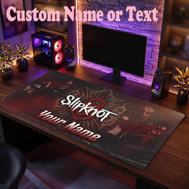 Slipknot Customized Name Text Mouse Pad, Large Desk Mouse Mat Personalized Home Office Present