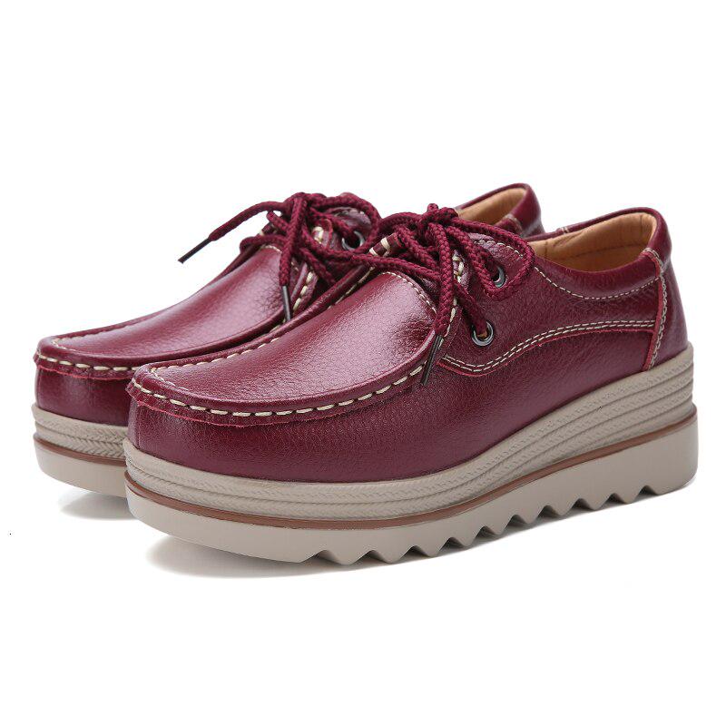 Women Platform Sneakers Genuine Leather Shoes Casual Shoes Ladies Thick Sole Flat Comfort Loafers