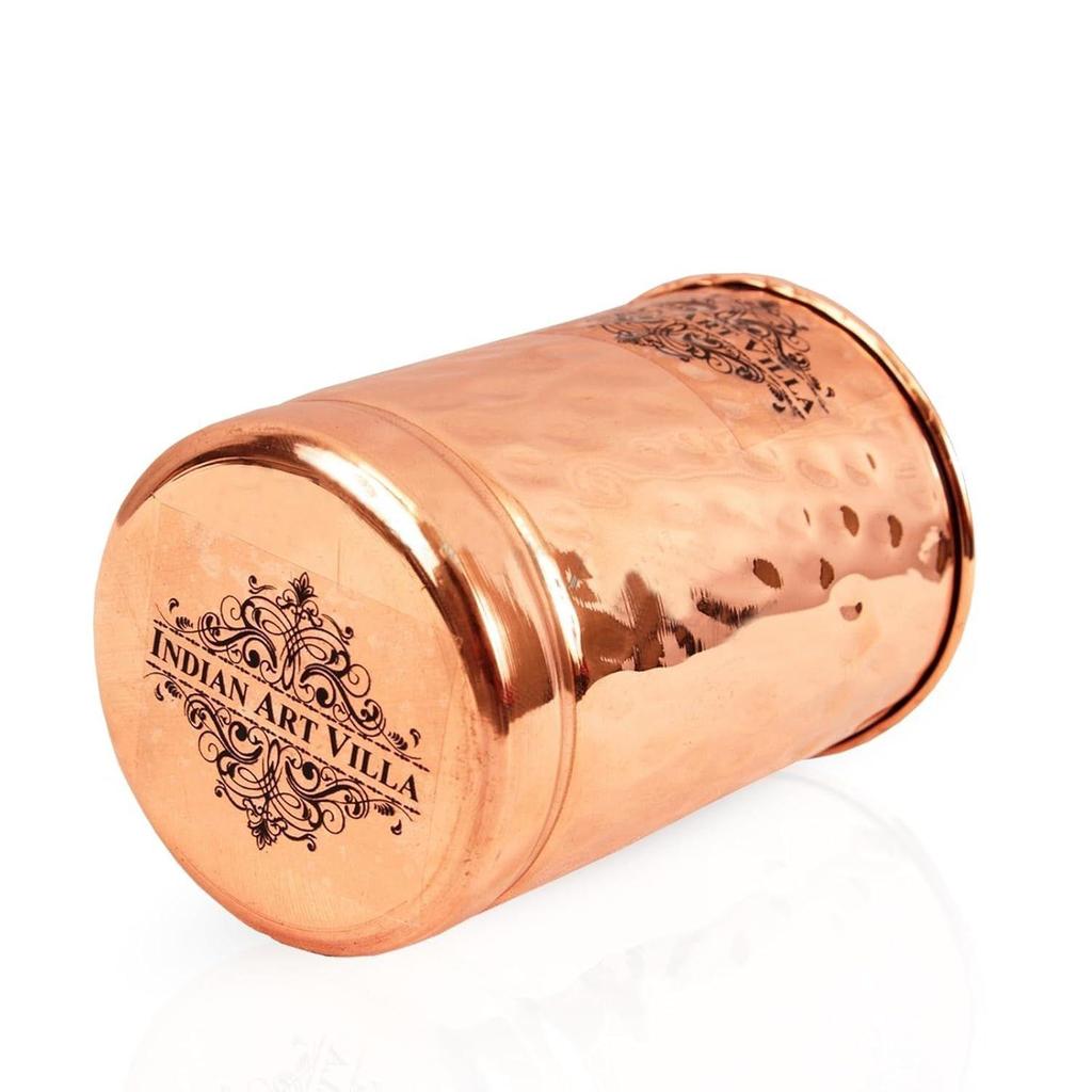 Чистая медь, гладкое стекло с кованым дизайном, для питья, сервировки воды, йоги, аюрведы, объем - 300 мл, упаковка 2 шт.