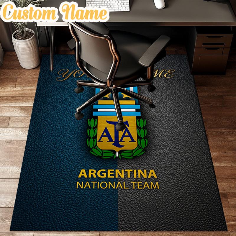 Custom Name Argentina Football Crest Rug Office Rug Chair Mat Non Slip Carpet Rugs for Bedrooms Dining Room Living Room Home Decor gifts
