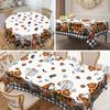 1-Piece Halloween Tablecloth, Grimace Pumpkin And Ghost Design - Black And White Checked Edge, Polyester Fabric