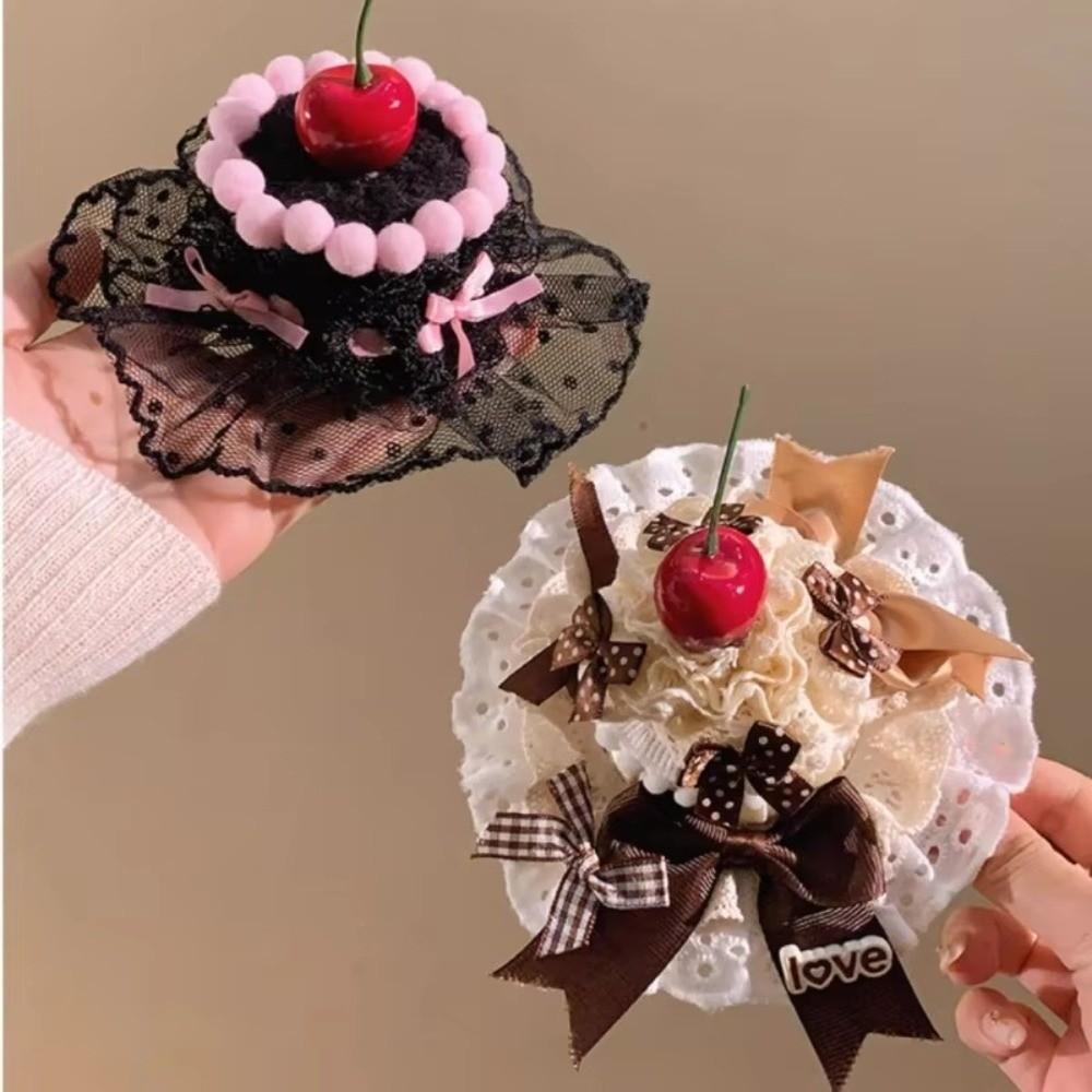 Lace Edge Cake Hair Clip Cherry Design Hairpins Headdress  Hair Accessories