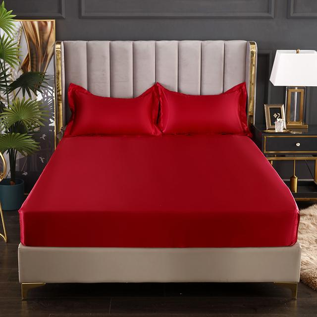 Bed Sheet Home Textile Three-piece Set Home High-end Solid Color Satin Silk Bed Sheet Mattress Cover Elastic Band Bed Sheet Bedding