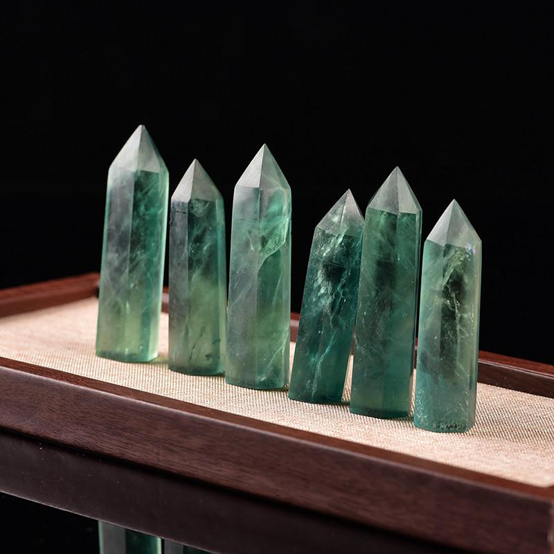 Radiant Natural Green Fluorite Quartz Crystal Point Hexagonal Wand For Healing And Reiki