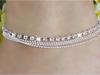 Trendy Summer Multi-Layer Metal & Bead Chain Anklet with Flash Diamonds
