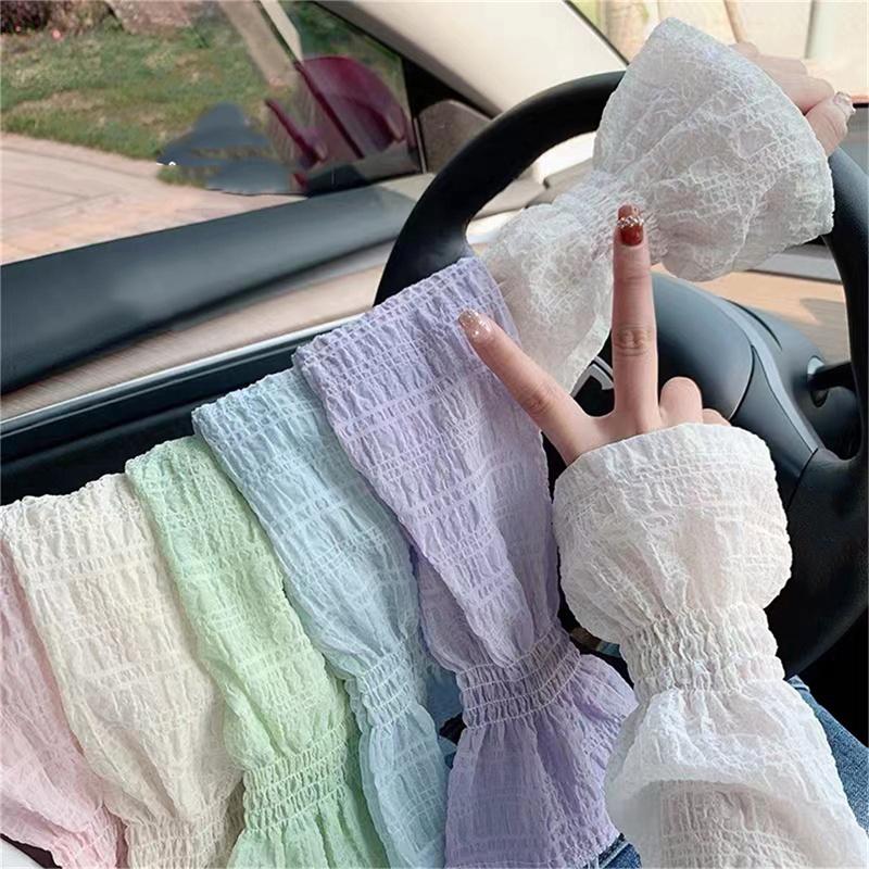 Summer Long Fingerless Gloves Women Sun Protection Sleeves Driving Arm Sleeve Sunscreen UV Breathable Solid Color Simple All Match Mittens