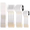 16Pcs Gold Plated Tableware Cutlery Set Luxury Flatware Set Stainless Steel Knife Fork Spoon Royal Western Dinnerware Silverware Set