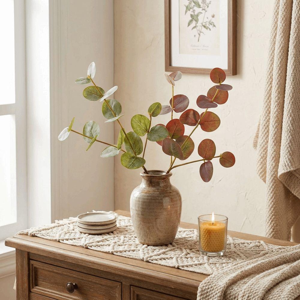 Background Flower Artificial Eucalyptus Plastic Silk Eucalyptus Leaf Faux Greenery Garden Decor
