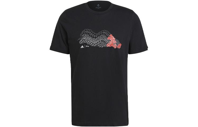 Adidas X Disney Collaboration T Shirts Men's Black Crew Neck Moderate Straight Fit GL3204
