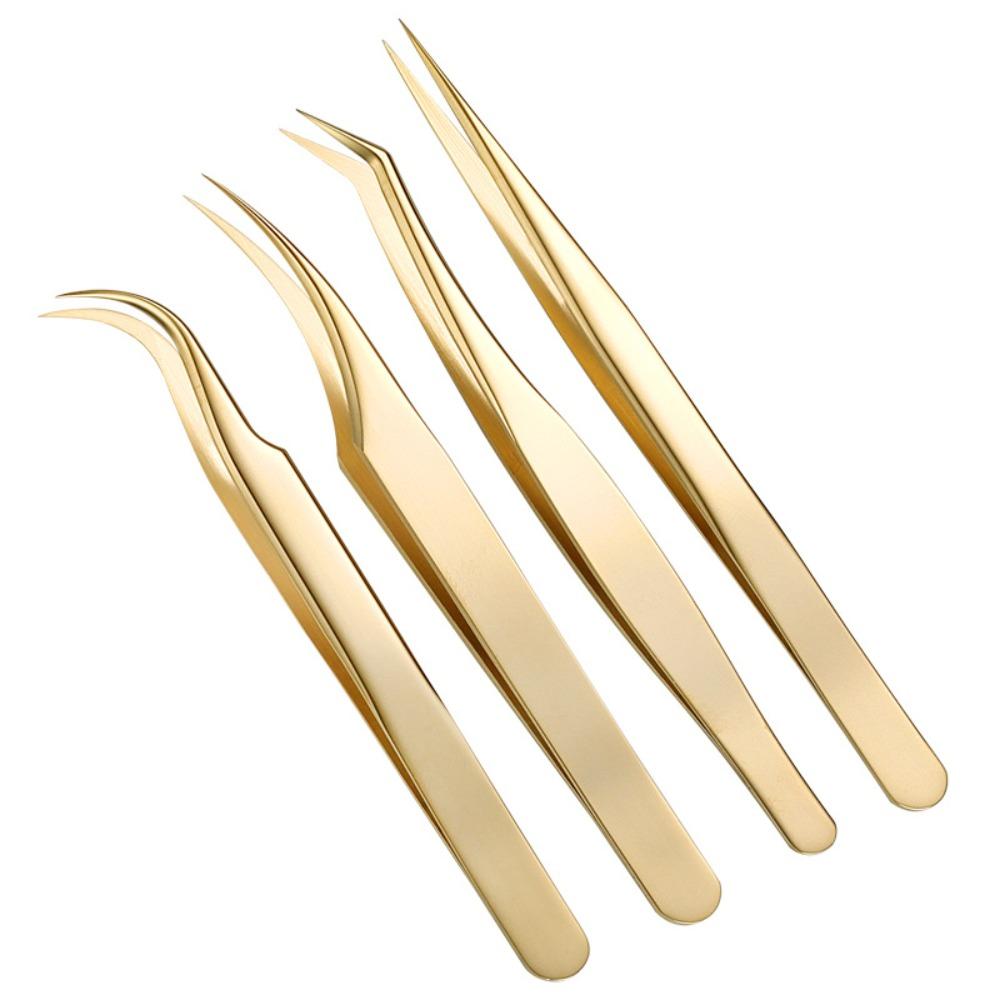 Пинцеты с изогнутым кончиком против скольжения Золотые прямые пинцеты Пинцеты для наращивания ресниц Аксессуары для макияжа